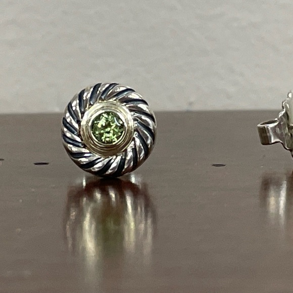 David Yurman Jewelry - David Yurman Peridot, 14kt and sterling silver stud earrings